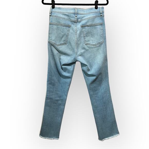 Veronica Beard Carly Air Tux Striped 11” Kick Flare Jean frayed ankle size 28 - Picture 3 of 16